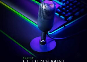 RZ19-05050100-R3M1 Seiren V3 Mini USB Microphone Condenser Mic Razer Seiren V3 Mini USB Microphone: Condenser Mic - Supercardioid Pickup Pattern - Tap-to-Mute Sensor with LED Indicator - Shock Absorber - Ultra Compact - PC, Discord, OBS Studio, XSplit - Black