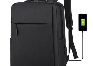 Business Slim Formal Laptop Backpack for up to 15.6 Inch – Durable Oxford Textile – USB Charging Port – Organized Compartments – Waterproof – Heavily Padded for Sensitive Electronics Impact Protection – BLACK  Business Slim Formal Laptop Backpack BLACK