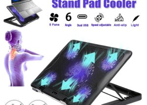 Cooling Pad Gaming Laptop Cooler Notebook Cooling Pad Cooling Pad Gaming Laptop Cooler, Notebook Cooling Pad | Supports 12" to 16" Laptops , 2 USB Ports - 5 Fans with LED , Light Weight Slim Cooler