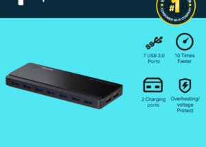 TP-Link Powered USB Hub 3.0 with 7 USB 3.0 Data Ports and 2 Smart Charging USB Ports. Compatible with Windows, Mac, Chrome & Linux OS, with Power On/Off Button, 12V/4A Power Adapter(UH720) USB Hub 3.0 with 7 USB 3.0 Data Ports and 2 Smart Charging USB Ports