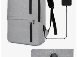 Laptop Backpack  Business / Travel  | USB Charging Port | Holds Up to 15.6" Laptops & Tablets | Waterproof | Anti-theft Pockets | Lightweight | Organized Compartments Slim Formal Design - GREY Slim Formal Organized GREY  Laptop Backpack