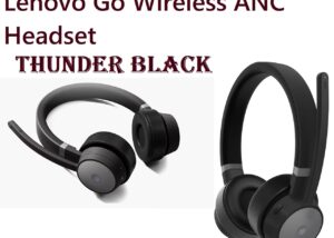 Lenovo Go - Wireless ANC Headset - Bluetooth Headset - Active Noise Cancelling - Flip to mute microphones - Microsoft Teams Certified- Thunder Black - Large Lenovo Go Wireless ANC Bluetooth Headset