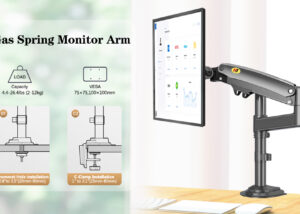 Monitor Desk Mount Long Arm for Monitors from 22" - 35" / Bracket Load 2-12 Kgs; Ultra Wide Full Motion Swivel Height Adjustable Monitor Stand H100 Monitor Stand Desk Mount Arm 22"-35"
