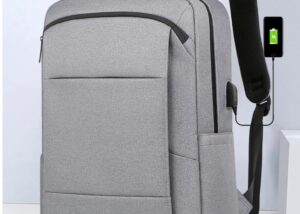 Business Slim Casual Laptop Backpack for up to 15.6 Inch - Durable Oxford Textile - USB Charging Port - Organized Compartments - Waterproof - Electronics Impact Protection - Reflective Strips - GREY Casual Business Slim Laptop Backpack GREY