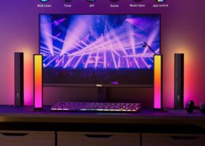 Smart RGB Light bars, A Pack of 2 LED Light Gaming Bars | Work with Alexa & Google Assistant | Music Sync Modes | Control via Wifi App ,Bluetooth , or Remote Control | Very Low Power Consumption | For Gaming Room Streaming , Gaming Setup, Home Décor | 2 pcs. Smart RGB Light Bars Gaming Streaming
