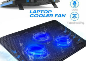 Laptop Cooler Cooling Pad - 2 USB Ports - 3 Fans - Size L380 x W280 x H28 mm - Metal Mesh Surface - Adjustable Hight - Metal Mesh Surface + ABS body - BLACK Laptop Cooler Cooling Pad USB Ports