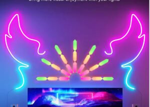 Smart 3D LED RGB Wall Lights, Smart RGBIC Hexagon Shape Lights 20 Cm Each  – App Control  Or Remote Control – Music Sync – For Gaming Room Streaming , Gaming Setup, Home Décor , (6 Panels / Pack) Smart 3D LED RGB Gaming Streaming