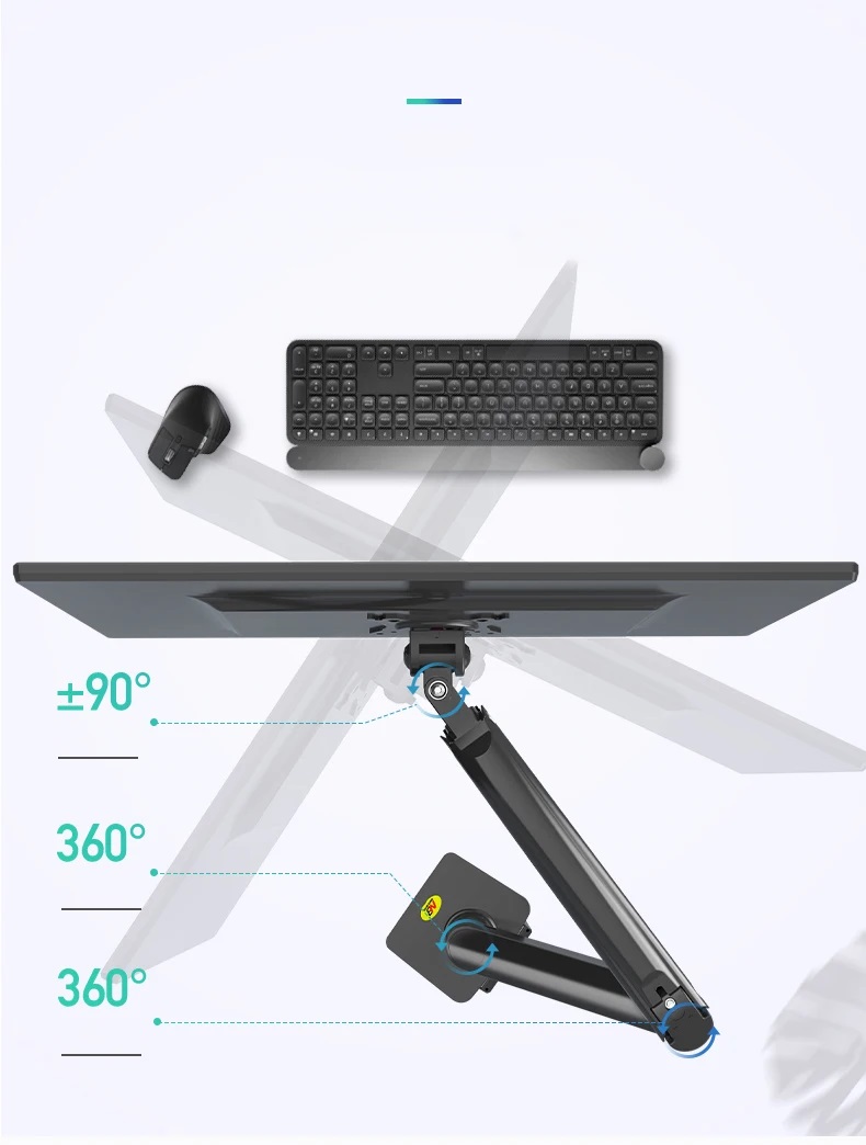 NB F100A Gas Spring Arm 22-35 inch Screen Desktop Monitor Holder 360 Rotate 3-12kgs Monitor Mount Arm with USB 3.0 Port Monitor Mount Arm USB 3.0 Port