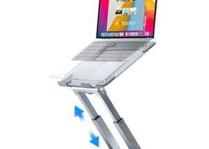 Ergonomic Laptop Stand for Desk - Stable Metal Stand , Extended Adjustable Hight | Standing Desk Laptop Riser | Tilt Angle Adjustable | Silver