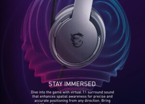 MSI GAMING HEADSET 7.1  MSI IMMERSE GH40 ENC  - Active ENC with Environment Noise canceling, Virtual 7.1 Surround, Light Weight & Self-Adjusting Headband - MSI GAMING HEADSET 7.1 