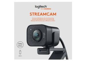 960-001282 Logitech for Creators StreamCam Webcam Logitech for Creators StreamCam Premium Webcam for Streaming and Content Creation, Full HD 1080p 60 fps, Premium Glass Lens, Smart Auto-Focus, for PC/Mac – Graphite