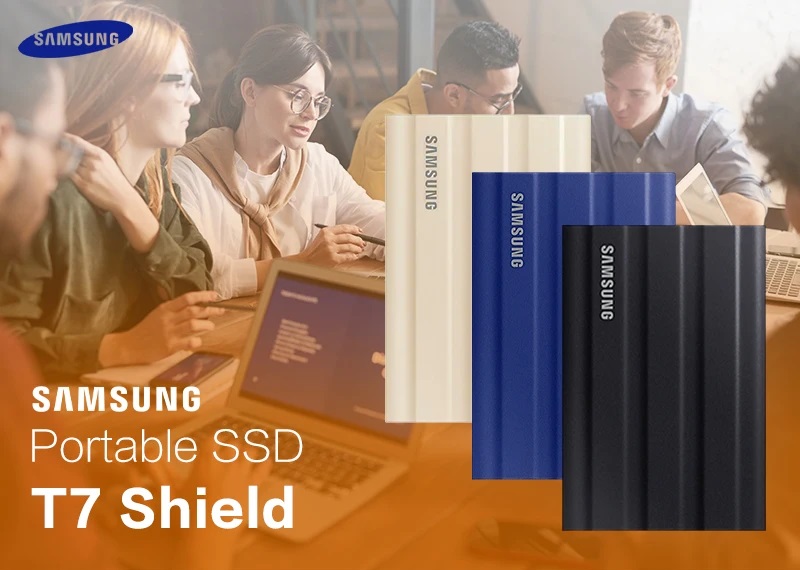 External Solid State Drive USB 3.2 1TB SAMSUNG T7 Shield Portable External Solid State Drive USB 3.2 1TB , IP65 Water Resistant, Compatible with PC / Mac / Android / Gaming Consoles (MUPE1T0K/AM), Beige