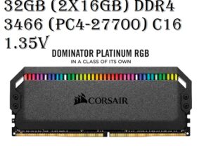 RGB RAM 32GB DDR4 3466 C16 1.35V  Corsair Dominator Platinum RGB RAM 32GB DDR4 3466 C16 1.35V  | PC4-27700 | 2x16GB - Black