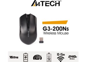 2.4GHz Wireless Silent Mouse A4TECH G3-200NS Silent Wireless Mouse | 2.4GHz powerful wireless connection with distance up to 10-15m | 16 gestures to perform selectable hotkey commands