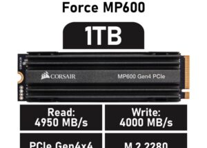 Corsair MP600 CORE 1TB M.2 NVMe PCIe Corsair MP600 CORE 1TB M.2 NVMe PCIe Gen. 4 x4 SSD, Form Factor M.2 2280 Internal Solid State Drives | Built-in Aluminum Heatspreader | CSSD-F1000GBMP600COR