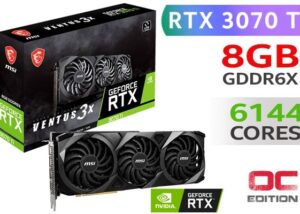 912-V513-461 GeForce RTX 3070 Ti VENTUS 3X 8G OC MSI Gaming GeForce RTX 3070 Ti VENTUS 3X 8G OC GDRR6X PCI Express 4.0 , 256-Bit HDMI/DP Nvlink Tri-Frozr 2 Ampere Architecture OC Graphics Card