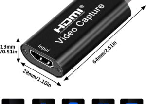SPC1-VIDEO-CAP 4K HDMI Video Capture Card Adapter HDMI to USB 4K HDMI Video Capture Card for Streaming, Gaming, Live Broadcasting - Plug and Play Audio Capture Adapter HDMI to USB 2.0