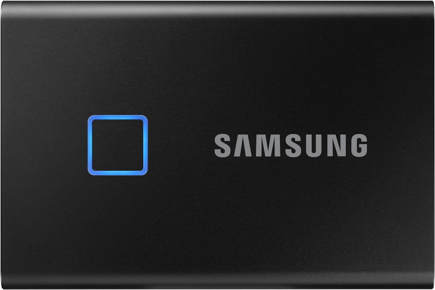 MU-PC2T0K/WW SAMSUNG T7 Touch Portable SSD 2TB SAMSUNG T7 Touch Portable SSD 2TB ,up to 1050MB/s, USB 3.2 External Solid State Drive, Fingerprint Security Encryption ,  Solid Aluminum , Compatible with PC, Mac, Android - Black (MU-PC2T0K/WW)