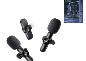 REMAX-K10-IPHONE Wireless Lavalier Microphone Lightening REMAX K10 2.4GHz Wireless Lavalier Microphone Lightening Connector One-to-Two Live-Stream Voice Recording True Noise Reduction Mini Microphone for IOS Devices Compatible with iPhone/iPad