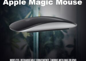 MMMQ3ZM/A Black Apple Magic Mouse Apple Magic Mouse: Wireless, Bluetooth, Rechargeable. Works with Mac or iPad; SWIPE & SCROLL Multi-Touch Surface - MMMQ3ZM/A - Black