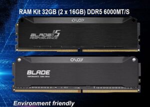 ND5U1660306BRLDA OLOy Blade RAM Kit 32GB DDR5 6000 CL30 OLOy Blade RAM Kit 32GB (2 x 16GB) 288-Pin PC RAM DDR5 6000 (PC5 48000) CL30 1.40V Desktop Memory Model ND5U1660306BRLDA - Intel XMP 3.0 / AMD EXPO- Black Hairline