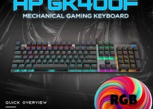 7ZZ93AA#ABM Metal Gaming Mechanical Keyboard Blue Switch HP GK400F RGB Gaming Mechanical Keyboard with Blue Switch , USB Wired 1.6m Cable , 106 Keys , Rust and Scratch Resistant, Silvery Metal Panel , Compatible with Windows & Mac OS