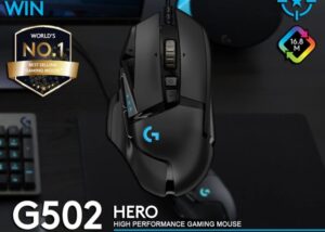 910-005474 Logitech G502 Wired Gaming Mouse 25K Sensor  Logitech G502 HERO High Performance Wired Gaming Mouse, HERO 25K Sensor, 25,600 DPI, RGB, Adjustable Weights, 11 Programmable Buttons, On-Board Memory, PC / Mac