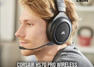 HS70-PRO-NOXBOX Corsair HS70 Pro Wireless Gaming Headset Discord Certified Corsair HS70 Pro Wireless Gaming Headset - 7.1 Surround Sound Headphones for PC, MacOS, PS5, PS4 - Discord Certified- Active Noise Cancellation - 50mm Drivers – Carbon Black