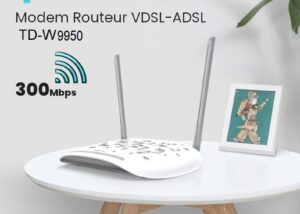 TD-W9950 300 Mbps Wireless VDSL ADSL Modem Router TP-Link 300 Mbps Wireless VDSL/ADSL Modem Router, Single-Band, Broadband Speed Up To 100 Mbps, Versatile Connectivity, 4x Fast Ports, TP-Link Tether App, Easy setup (TD-W9950)