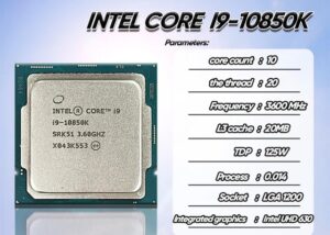 I9-10850K-USED CPU Intel Core i9-10850K Comet Lake 10-Core CPU Intel® Core™ i9-10850K Comet Lake 10-Core Desktop Processor 3.6 GHz , Up to 5.2GHz Unlocked , LGA1200 (Intel® 400 Series chipset) 125W - Intel UHD Graphics 630 -  USED