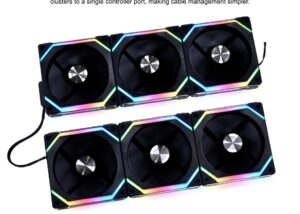 UF -SL120V2-3B Lian Li UNI Fan SL120 V2 RGB Black 120mm x3 Lian Li UNI Fan SL120 V2 RGB Black 120mm Fan Pack of Three with Controller - Cluster Connections - 18 cm Extension Cable - 28mm Thick Frame - Black UF-SL120V2-3B