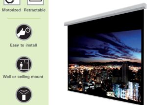 NCTS-200*200-ELECTRI Electric Motorized Projector Screen NCTS E200 Electric Motorized Projector Screen with Remote - 200 x 200 cm , 111.4 Inches , 1:1 Aspect Ration , 0.38 mm Thickness –  UHD 3D 4K Video Projection - Electric Retractable  Portable Roll Up Screens for Projectors - Wall or Ceiling Mountable - Matte White