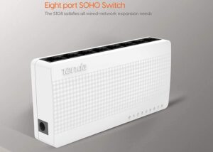 TENDA-S108 Tenda S108 8-Port Desktop SOHO Switch Tenda S108 8-Port Desktop Switch , Cost-effective SOHO Switch , Wall or Desktop Mount , 8x10/100M Auto-negotiation RJ45 Ports (Auto MDI/MDIX) ,  Supports10/100M  - White 