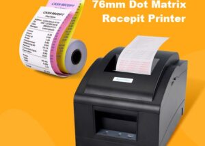 XP-76IIH Dot Matrix POS Impact Receipt Label Printer XPRINTER Dot Matrix Compact POS Impact Receipt and Kitchen Label Printer, DK Port and Ethernet Connectivity -  63.5mm Printing Width up to 84 dpi , 4.5 Lines Per Second, Auto-Cutter | BLACK 