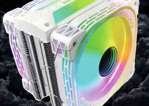 LC-120B-WHITE White 120mm ARGB CPU Air Cooler Dual Fan 120mm ARGB CPU Air Cooler 71 CFM 1800RPM with Heatsink , 4 Heatpipes  - Aura Synchronous Cooling - Compatible with AMD & Intel LGA - White