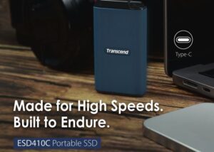 TS1TESD410C ESD410C External Portable 1 TB SSD 3D NAND Transcend ESD410C External Portable 1 TB SSD - 3D NAND Flash - Up to 2000 MB/s Read/Write Speed - Military Grade Rugged, Matchbox Sized - Security Encryption - Supports USB C & USB A | NAVY BLUE