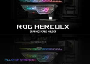 90DA0020-B08000-XH01 Graphics Card Anti-Sag Holder Bracket ASUS ROG Herculx Graphics Card Anti-Sag Holder Bracket (Solid Zinc Alloy Construction, Easy Toolless Installation, Included Spirit Level, Adjustable Height, Wide Compatibility, Aura Sync RGB)