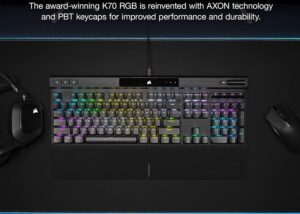 CH-9109410-NA RGB PRO Mechanical Gaming Keyboard Cherry MX Corsair K70 RGB PRO Mechanical Gaming Keyboard (Cherry MX RGB Red Switches: Linear and Fast, 8,000Hz Hyper-Polling, PBT Double-Shot PRO Keycaps, Soft-Touch Palm Rest) |  QWERTY, NA - Black OPEN BOX