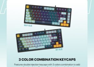 MK875V2-NAB MK875V2 ATOM81 MECHANICAL GAMING KEYBOARD FANTECH MK875V2 ATOM81 MECHANICAL GAMING KEYBOARD – 81 Keys Double Injection Keycaps – 3 Pin Hot Swappable – Blue Switch – Multi Function Knob – 17 RGB Modes – 26 Keys Rollover AntiGhosting | MIZU SERIES NAVY BLUE