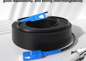 AXON-SCSC-50M-1C Fiber Optic Cable with SC Connector 50m Indoor Single Mode Single core Fiber Optic Cable with SC Connector 50m , 1 core 2 Steel Wire Optical Cable OS2 Jumper Leather Optical Patch Cord