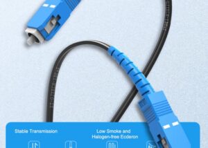 AXON-SCSC-50M-1C Fiber Optic Cable with SC Connector 50m Indoor Single Mode Single core Fiber Optic Cable with SC Connector 50m , 1 core 2 Steel Wire Optical Cable OS2 Jumper Leather Optical Patch Cord