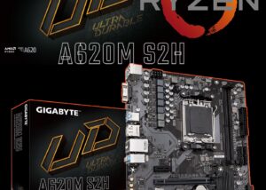 GIG-A620M-S2H-DDR5 GIGABYTE A620M S2H M ATX Motherboard DDR5 AM5 GIGABYTE A620M S2H AM5 LGA 1718 AMD A620 M-ATX Motherboard DDR5, Single M.2, PCIe 4.0, USB 3.2 Gen1, Realtek 1GbE LAN, Q-Flash Plus, PCIe EZ-Latch