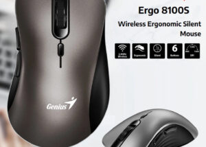 ERGO-8100S-C Wireless Ergonomic Silent Mouse Titanium Genius ERGO 8100S Wireless Silent Mouse 2.4GHz – Ergonomic Right Handed – Silent Switch –  6 Buttons – Adjustable DPI 1600 – Compatible with Windows, Mac OS, and Linux OS | Titanium Champagne 