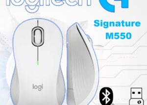 910-006592 Signature M550 Wireless Bluetooth Mouse White Logitech Signature M550 Wireless Bluetooth Mouse with Logi Bolt USB Receiver -  Small to Medium Sized Hands,  Silent Clicks, Customizable Side Buttons, Bluetooth, Multi-Device Compatibility - Off White