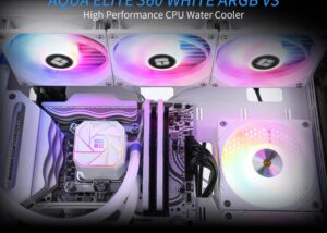 AQUA-ELITE-360-V3-W WHITE Aqua Elite 360 V3 ARGB Liquid CPU Cooler Thermalright Aqua Elite 360 V3 ARGB Liquid CPU Cooler , 360 Cooling Row Size , 3 x 120mm PWM Fans , S-FDB Bearings ,for AMD/AM4/AM5 , Intel LGA1150/1151/1155/1156/1200/2011/1700 , Desktop CPU Cooler AIO