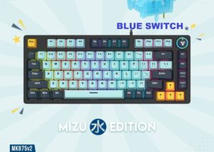 MK875V2-SKB MK875V2 ATOM81 MECHANICAL GAMING KEYBOARD FANTECH MK875V2 ATOM81 MECHANICAL GAMING KEYBOARD – 81 Keys Double Injection Keycaps – 3 Pin Hot Swappable – Blue Switch – Multi Function Knob – 17 RGB Modes – 26 Keys Rollover AntiGhosting | MIZU SERIES SKY BLUE