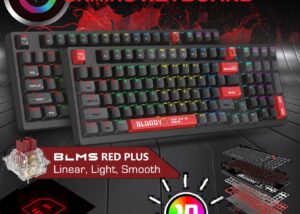 BLOODY-S98 S98 Mechanical Gaming Keyboard BLMS Red Plus bloody S98 RGB Mechanical Gaming Keyboard with BLMS Red Plus Hot-Swappable Switch | RGB Backlit 98-Key Style Keyboard | 3-Direction Cable Management | 4M Onboard Memory | N-Key Rollover | Bloody Red