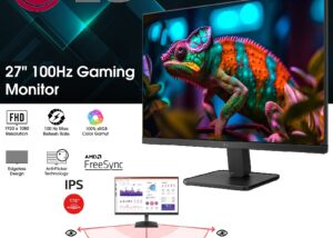 27MR400-B LG 27-inch FHD IPS Monitor 100Hz AMD FreeSync LG 27MR400-B 27-inch FHD (1920 x 1080) Computer Monitor, IPS, AMD FreeSync, 100Hz, 3-Side Borderless Design, Reader Mode, Smart Energy Saving, OnScreen Control, HDMI, D-Sub |  Black