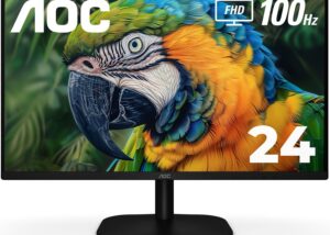 24B20JH2/89 24 inch Frameless IPS FHD Monitor 100Hz 1ms AOC 24B2H2 24 inch Frameless IPS Monitor, FHD 1920x1080, 100Hz, 1ms , 3-Sided Frameless , 106% sRGB, for Home and Office, HDMI x2, Low Blue Mode, VESA Compatible , AdaptiveSync | BLACK 24B20JH2/89