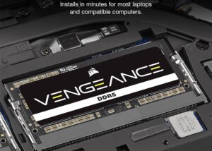 CMSX32GX5M2A4800C40 SODIMM DDR5 Laptop RAM 32GB 2x16GB 4800MHz CORSAIR VENGEANCE SODIMM DDR5 Laptop RAM 32GB (2x16GB) 4800MHz CL40 Intel XMP iCUE Compatible Computer Memory , Intel and AMD Compatibility - Black (CMSX32GX5M2A4800C40)